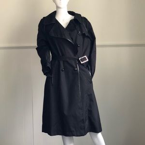 Via Spiga Classic Black Long Trench • XL NWT
